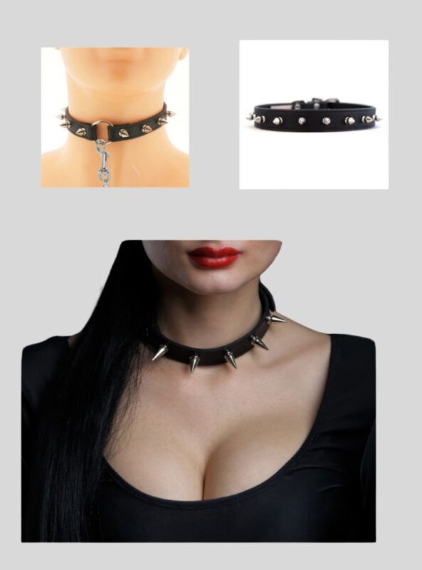 Leather Studded Bracelet Choker Punk Spike Rivet Cuff Metal Black