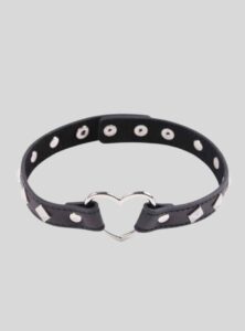 BDSM Heart Shaped VF Leather Collar Black