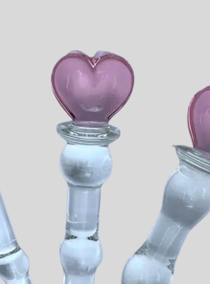 Different size glass heart dildo