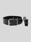 Leather And Leash Bondage Choker With Leash