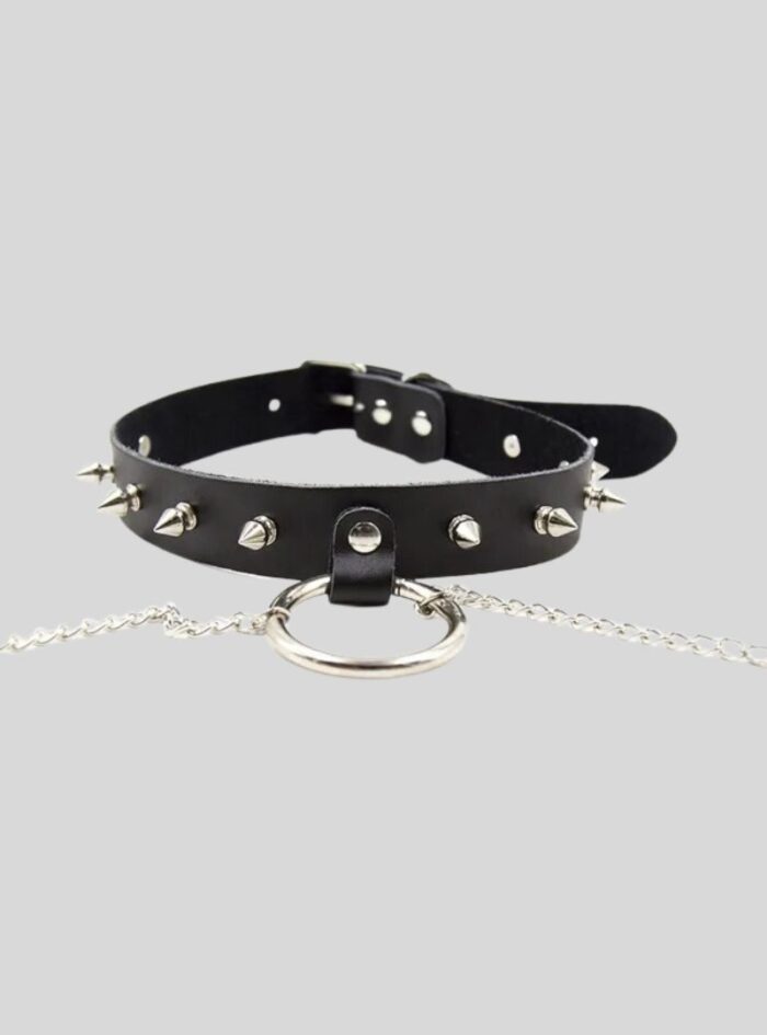 Pu Leather Sexy With Rivet Neck Sleeve Nipple Iron Chain Collar BDSM Bondage