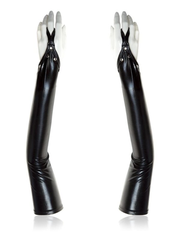 bang nail open finger sexy patent leather gloves