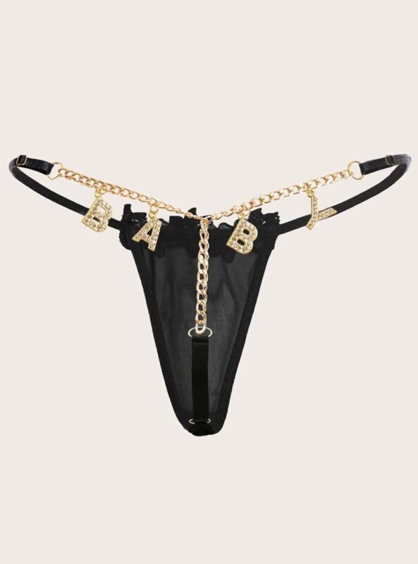 jewelry chain bikini letter erotic embroidered thong