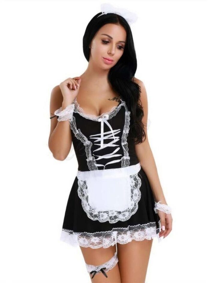 maid outfit female cute halter short skirt