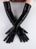 patent leather tight lengthened gloves