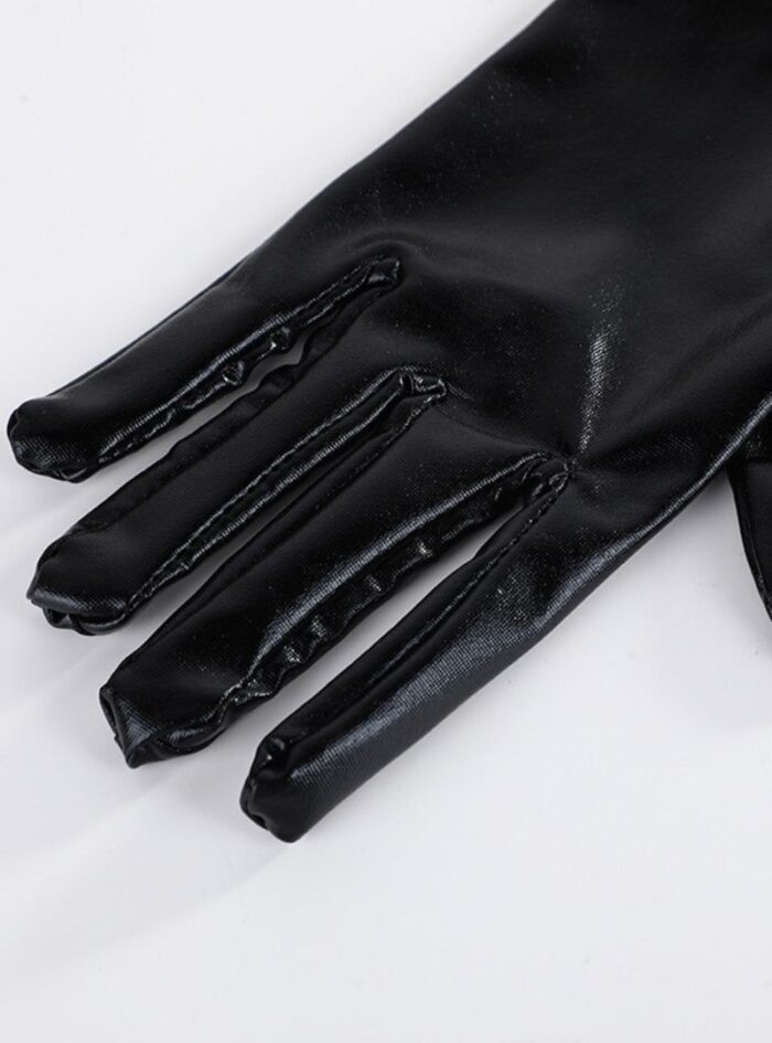 patent leather tight lengthened gloves