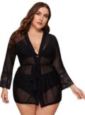 plus size prom queen dress mesh see-through erotic bathrobe