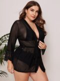 plus size prom queen dress mesh see-through erotic bathrobe