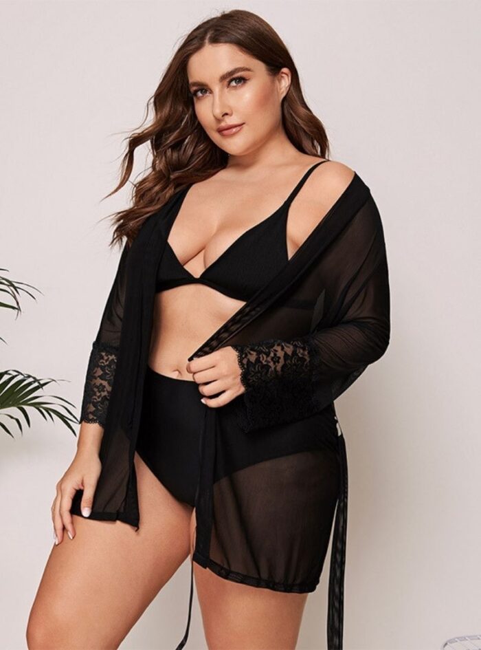 plus size prom queen dress mesh see-through erotic bathrobe