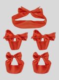 5 Pcs Smooth Satin Silky Eye Sleeping Mask Blindfold Tie Up Set Red