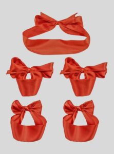 5 Pcs Smooth Satin Silky Eye Sleeping Mask Blindfold Tie Up Set Red