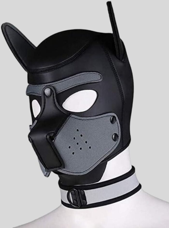 Party Pup Puppy Play Dog Hood Eye Mask Padded Latex Rubber