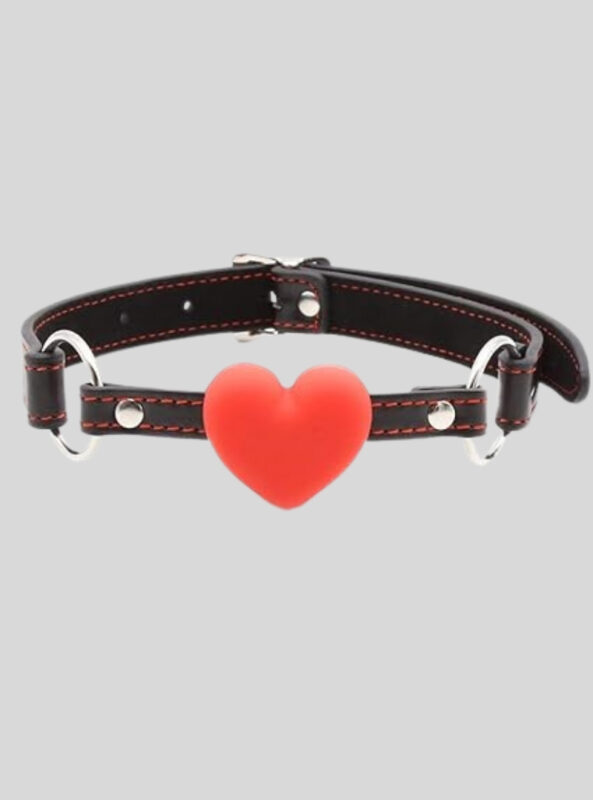 Frisky Heart Beat Silicone Heart Shaped Mouth Gag Red Black