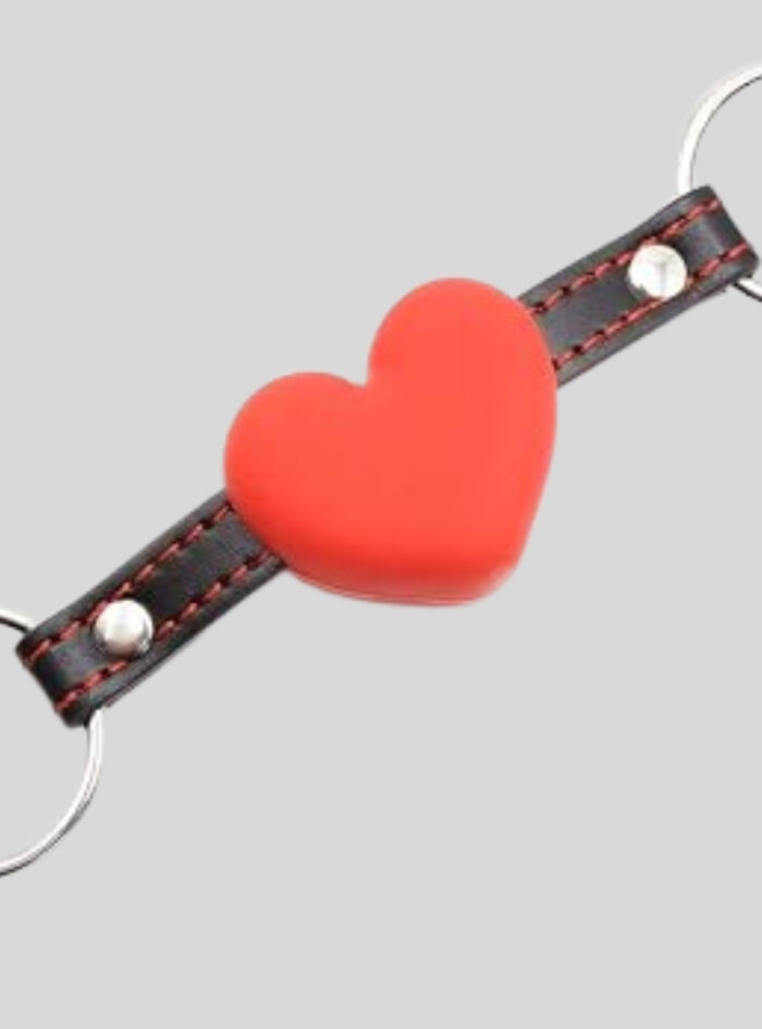 Frisky Heart Beat Silicone Heart Shaped Mouth Gag Red Black