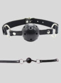 Black Sex Bondage Restraints Faux Leather Breathable Ball Mouth Gag