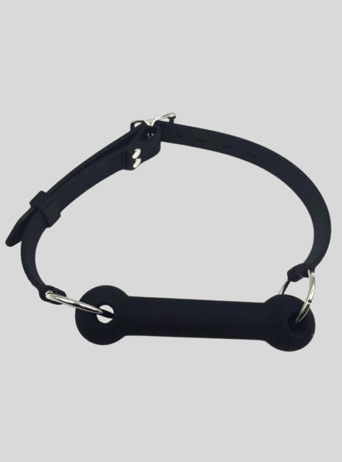 Black Adjustable Neck Strap Trainer Bit Bar Large O-rings Bondage