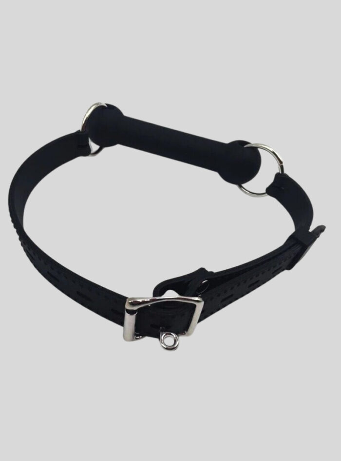 Black Adjustable Neck Strap Trainer Bit Bar Large O-rings Bondage