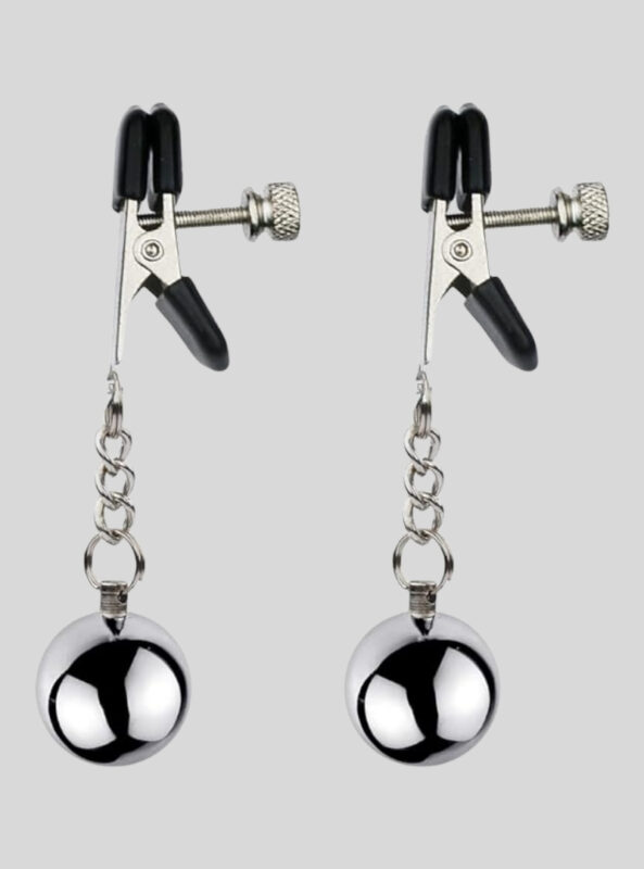 Stainless Steel Nipple Clamps Ball Weight Heavy Sex Toy