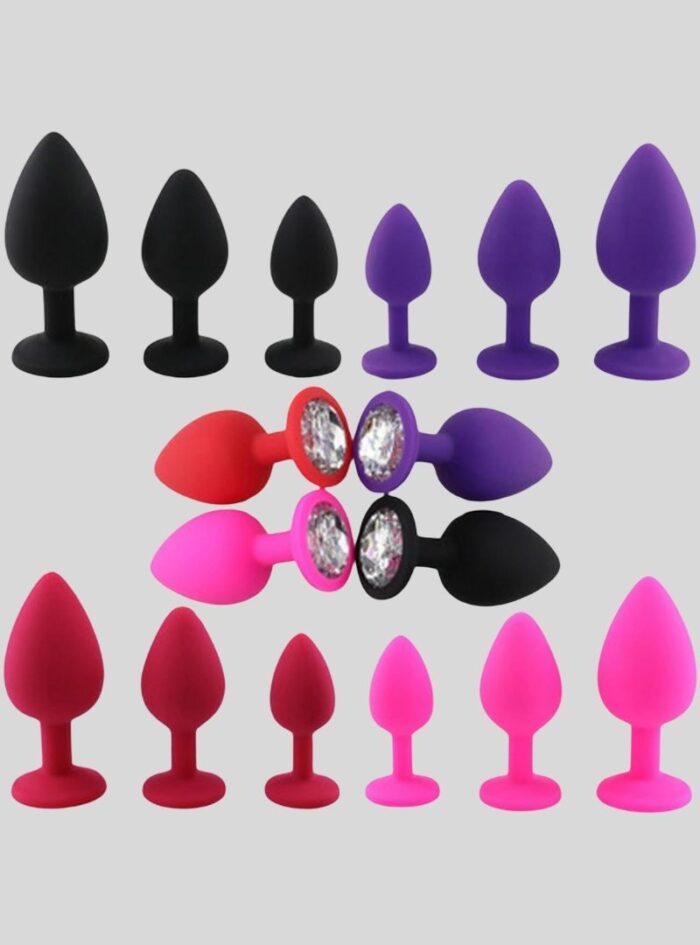 Adult Device Silicone Butt Plug Anal with Crystal for Male and Female