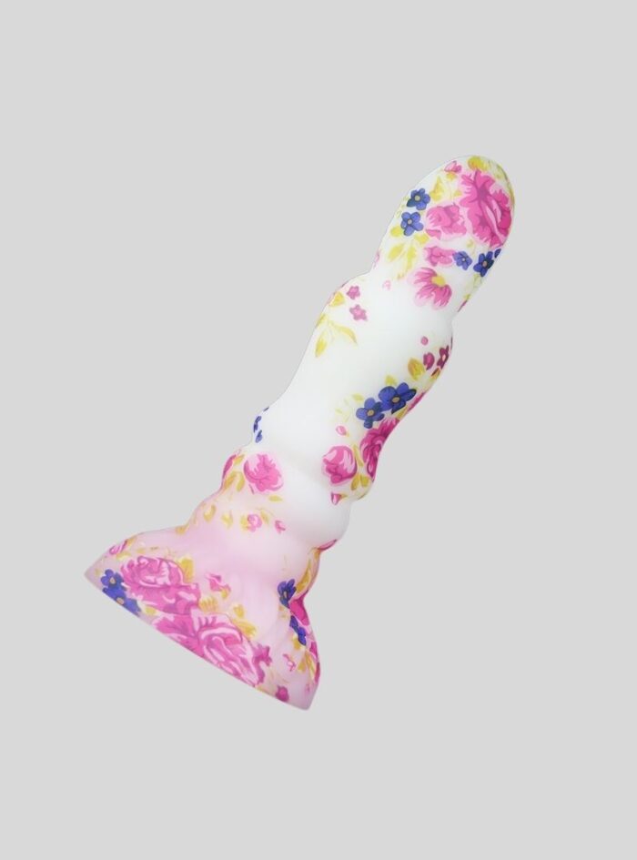 Flower pattern liquid silicone anal dildo