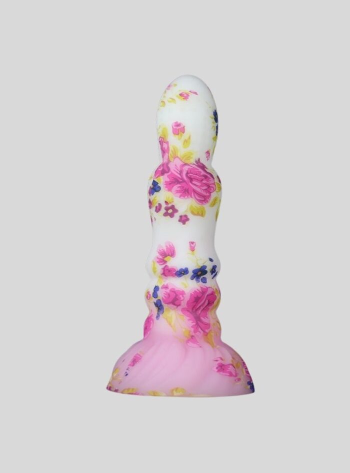 Flower pattern liquid silicone anal dildo