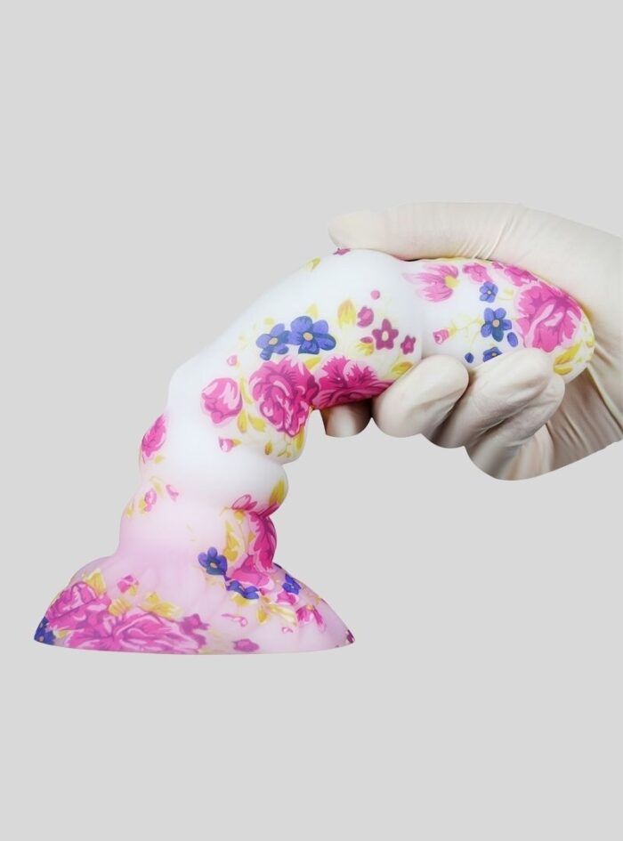 Flower pattern liquid silicone anal dildo