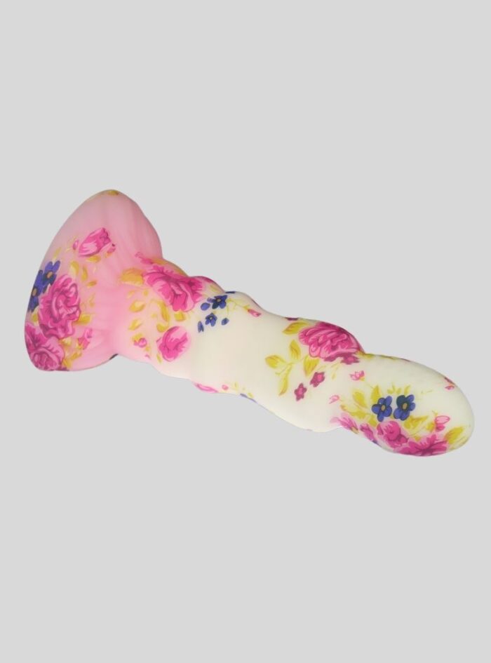 Flower pattern liquid silicone anal dildo