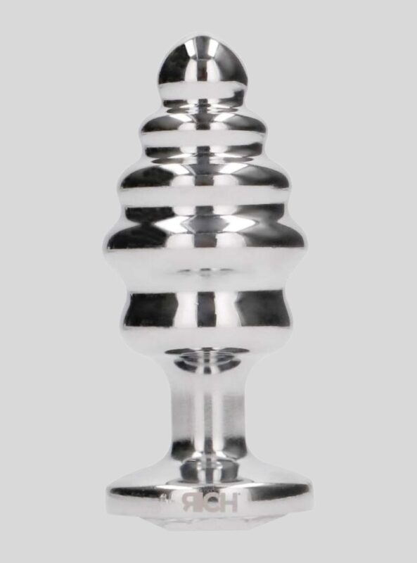 Ribbed Diamond Buttplug – 3.75″ – Silver
