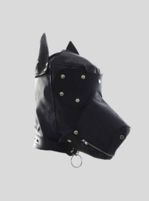 Womens Full Face Leather Mask Dog Puppy Hood Custom