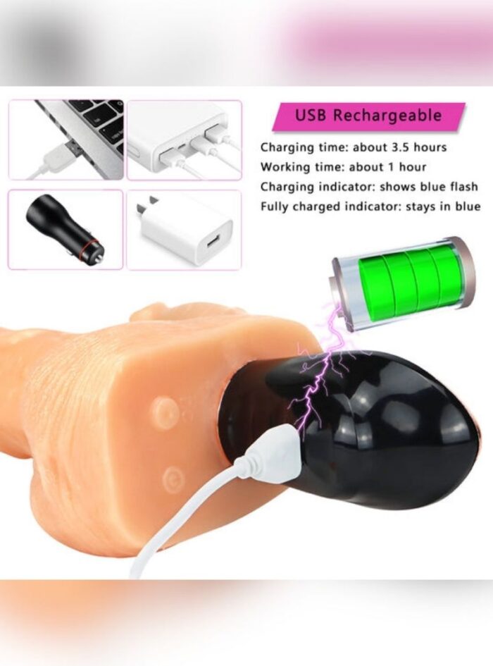 Telescopic Swinging Simulation Dildo and Heated Tongue Masturbator