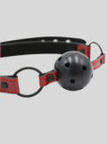 Pu Leather Red Open Mouth BDSM Gag Hollow Ball Fetish Bondage