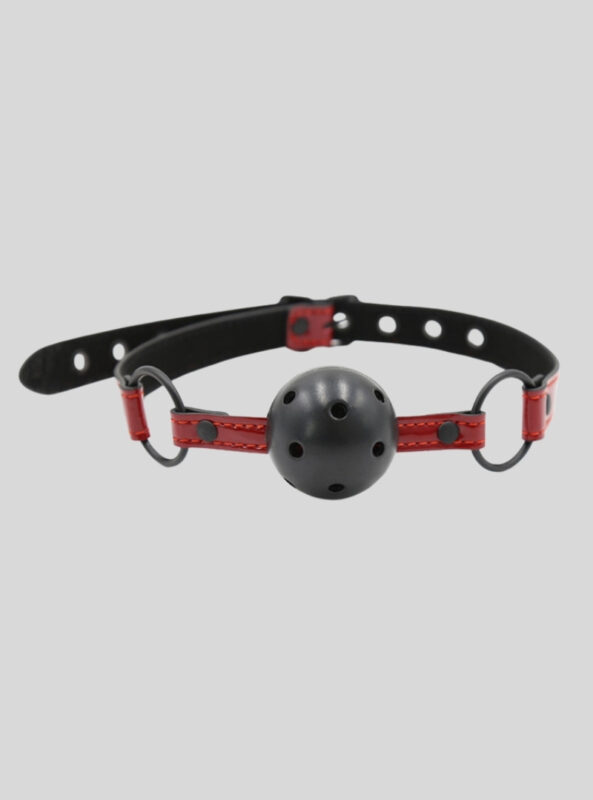 Pu Leather Red Open Mouth BDSM Gag Hollow Ball Fetish Bondage