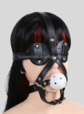 Premium Silicone Ball Gag Leather Head Harness – Ultimate Sensory