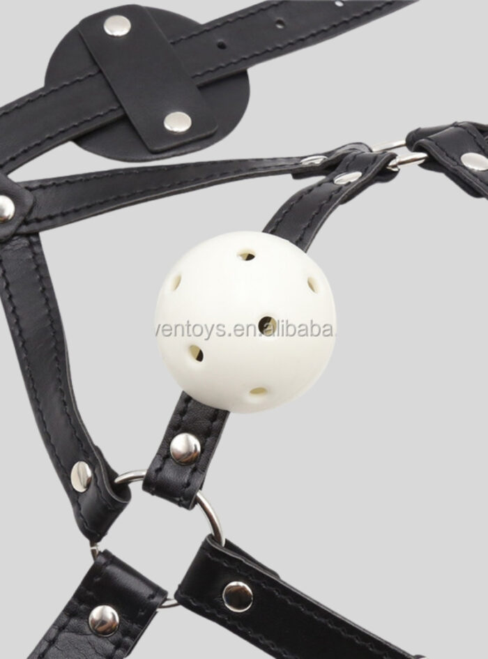 Premium Silicone Ball Gag Leather Head Harness – Ultimate Sensory