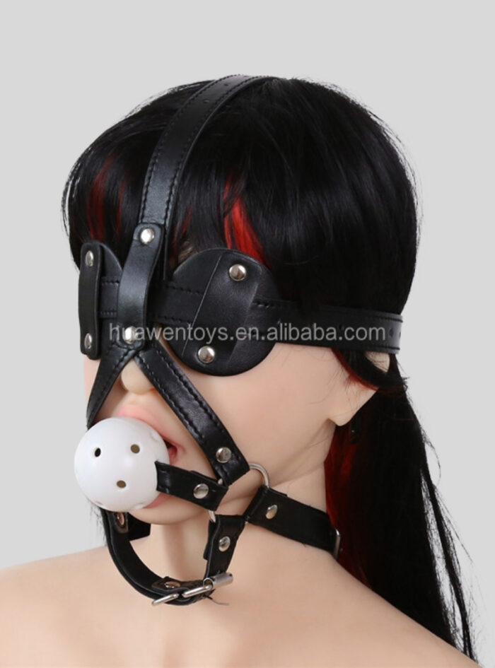 Premium Silicone Ball Gag Leather Head Harness – Ultimate Sensory