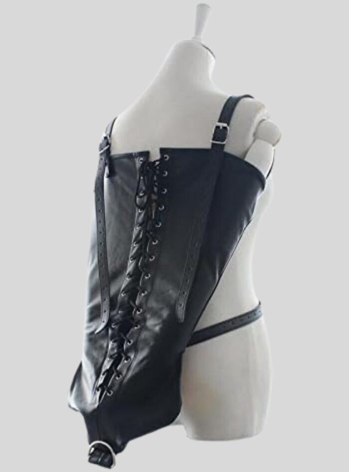 Black Unisex Over Shoulder Arm Binder Bondage Sleeve Armbinder Harness