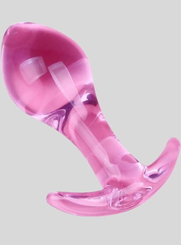 Play AnchorHandle Rose Pink Glass Butt Plug Beautiful Design